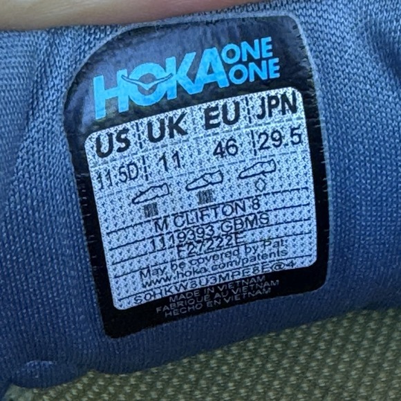 Size 11.5 - Hoka One One Clifton 8 Men\'s Goblin Gray Shoes Sneakers 1119393 GBMS